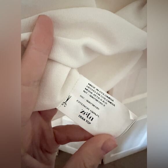 NWT BHLDN Zeta Erika Top Ivory White Long Sleeve Pearl Blouse Size 10 - Picture 7 of 9